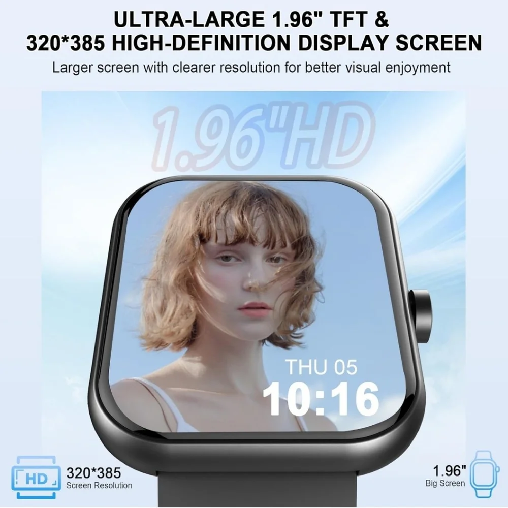 Black Smartwatch with Fitness Tracking and Heart Rate Monitor